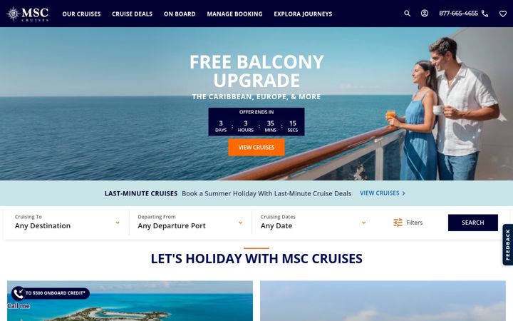 Ekrano kopija msccruisesusa.com