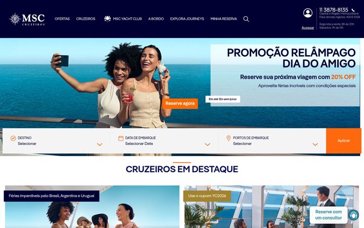 Screenshot of msccruzeiros.com.br