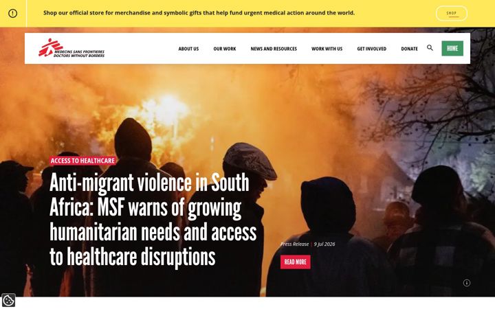 Skärmbild av msf.org.za