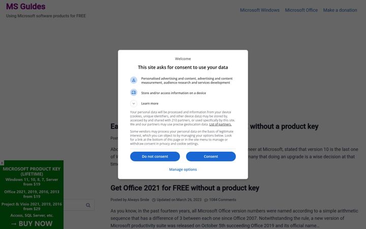 Kuvakaappaus sivustosta msguides.com