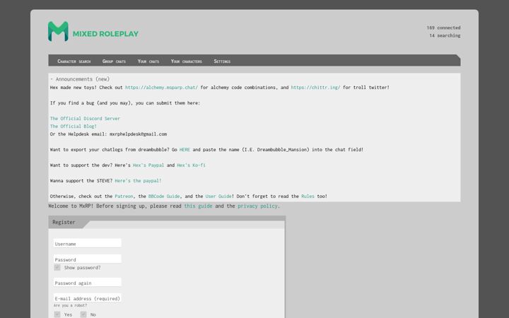 Screenshot of msparp.chat