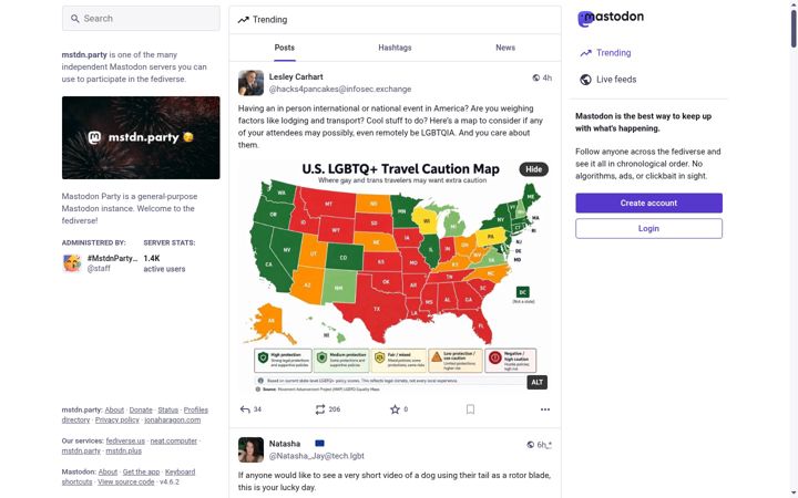 Screenshot of mstdn.party
