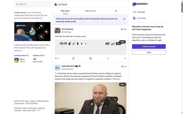 Screenshot of mstdn.social