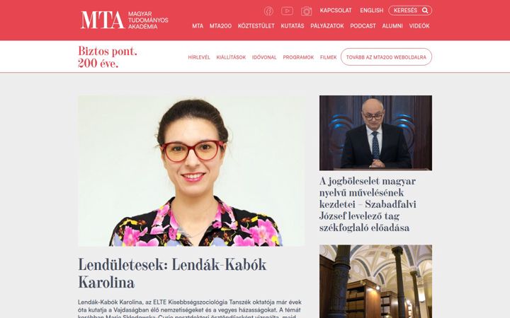 Screenshot von mta.hu