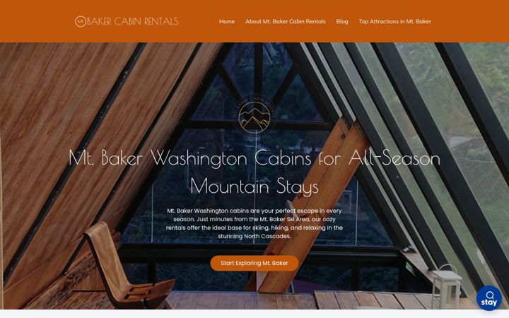 Screenshot of mtbakercabinrental.com