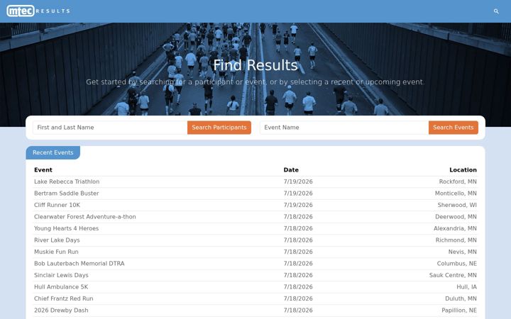 Screenshot of mtecresults.com