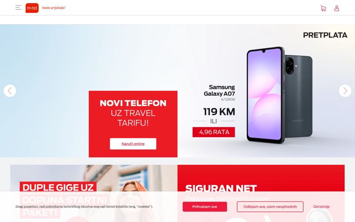 Screenshot of mtel.ba