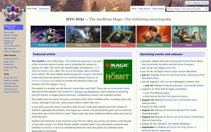 Screenshot of mtg.wiki