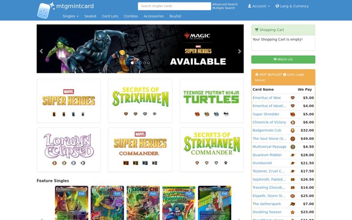 Screenshot ta' mtgmintcard.com