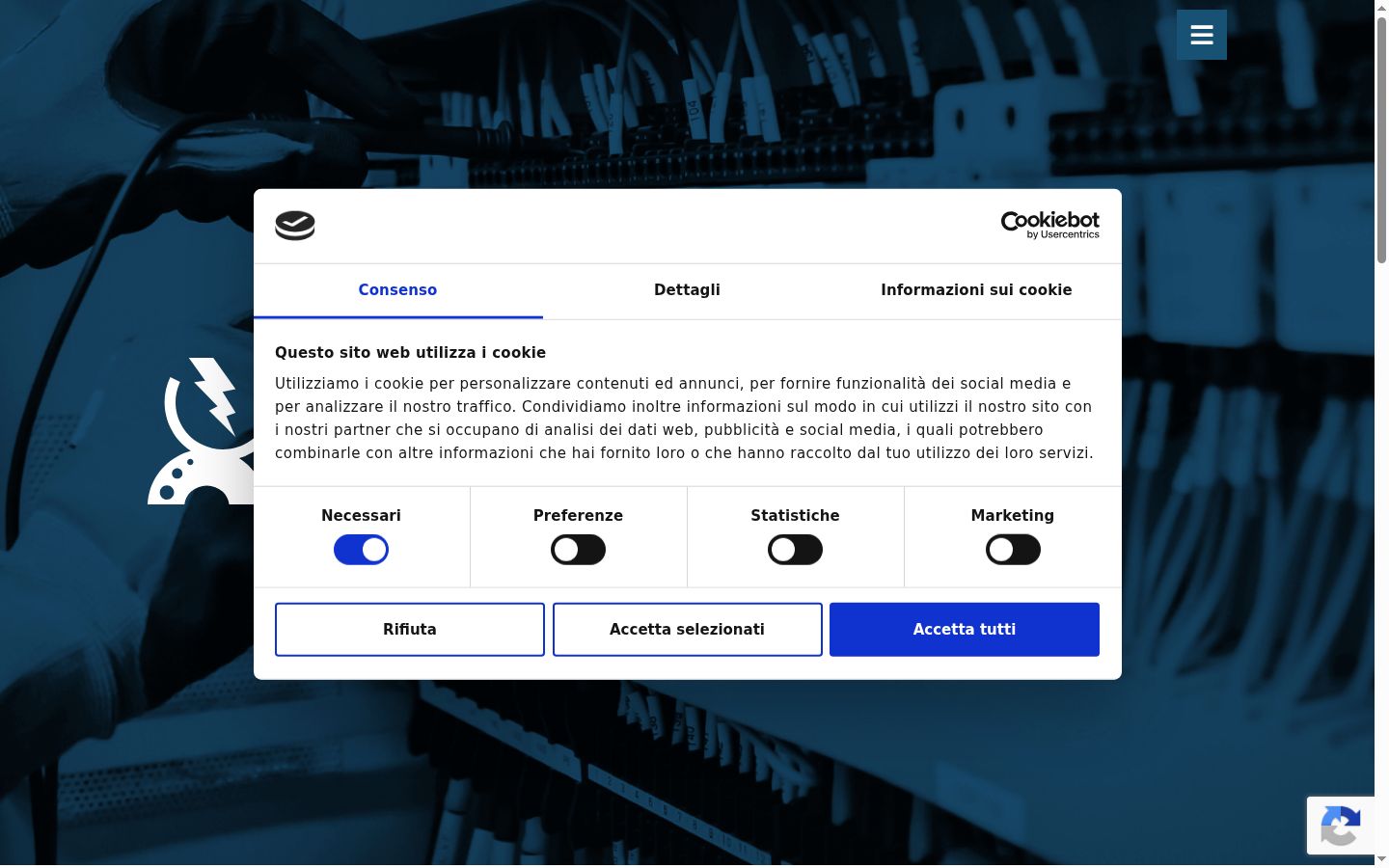 Screenshot del banner di consenso mostrato prima di qualsiasi interazione