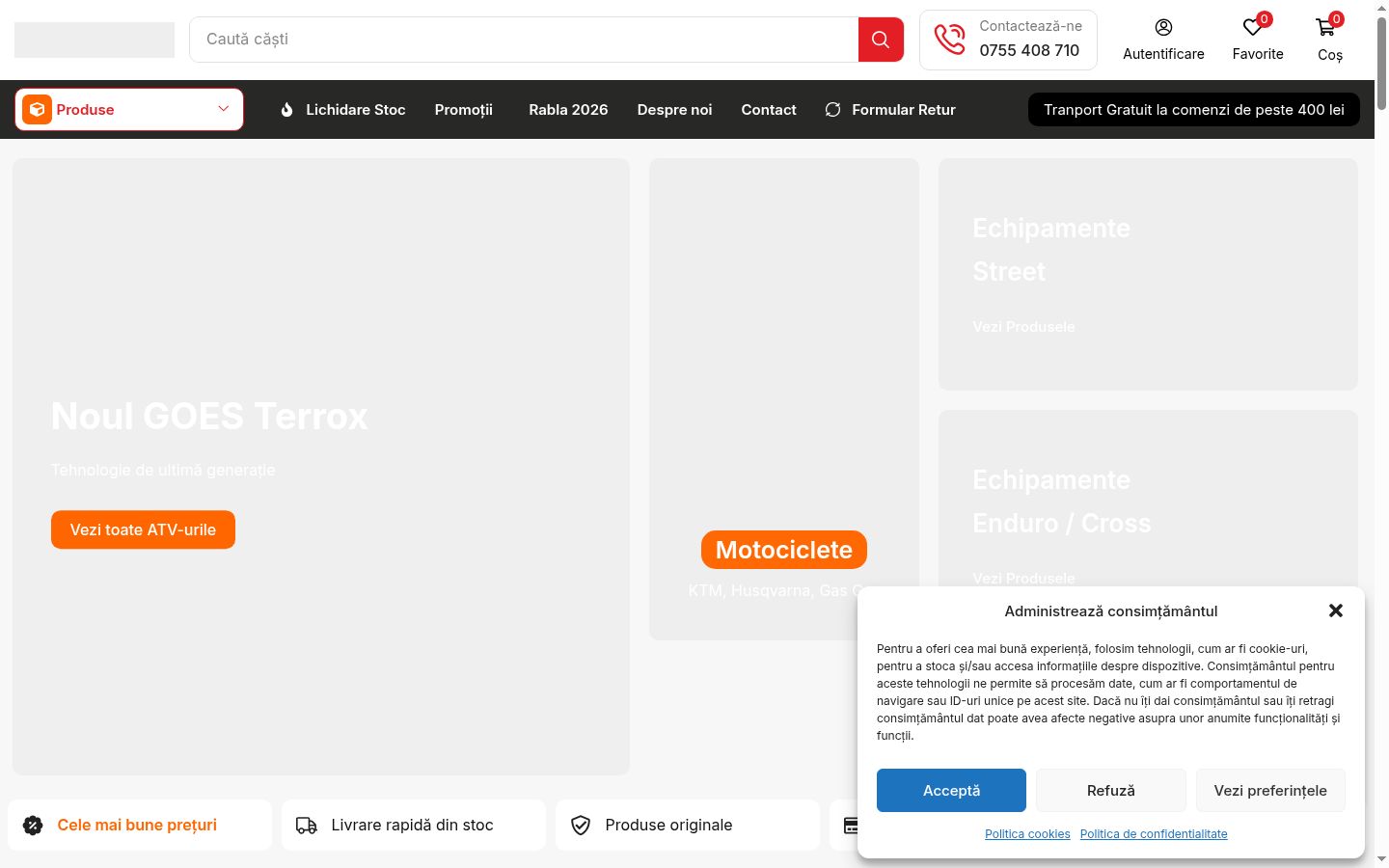 Screenshot of the consent banner shown before any interaction