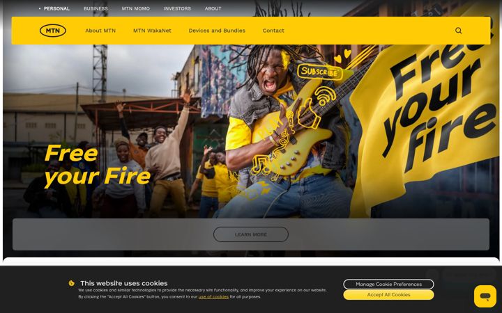 Screenshot of mtn.co.ug