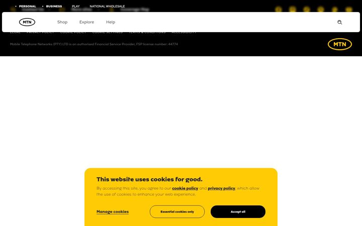 Captura de ecrã de mtn.co.za
