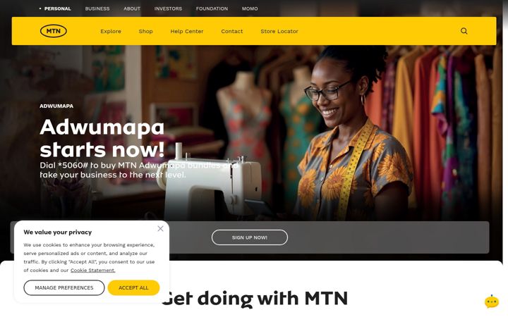 Screenshot of mtn.com.gh