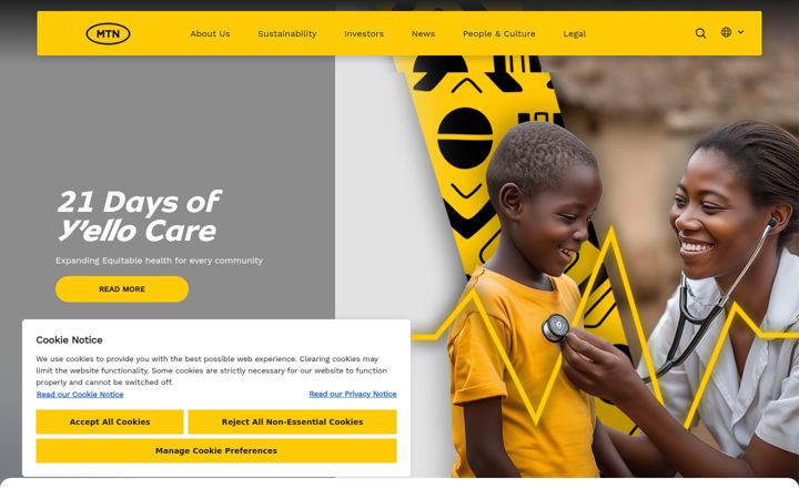 Екранна снимка на mtn.com