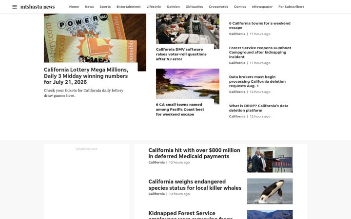 Skærmbillede af mtshastanews.com