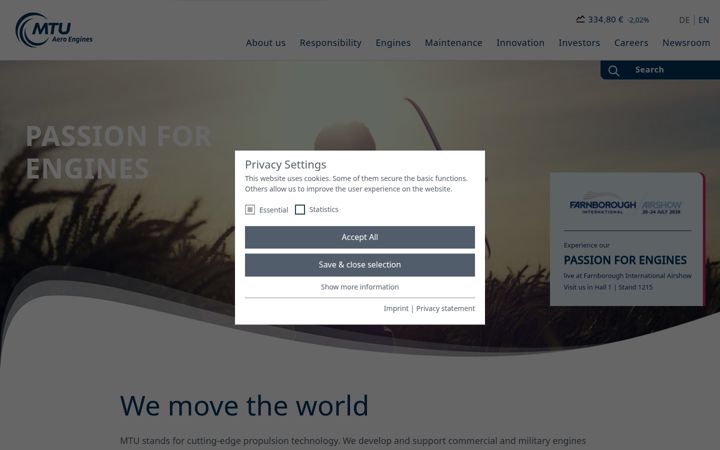 Screenshot of mtu.de