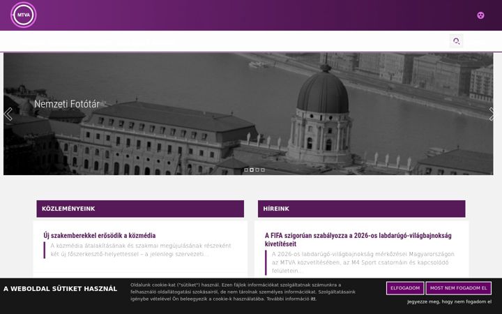 Screenshot of mtva.hu