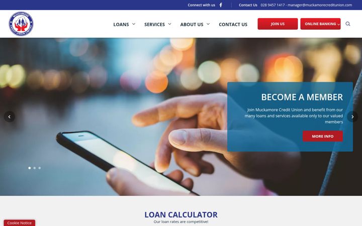 Screenshot of muckamorecreditunion.com