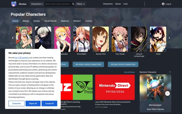 Screenshot of mudae.net
