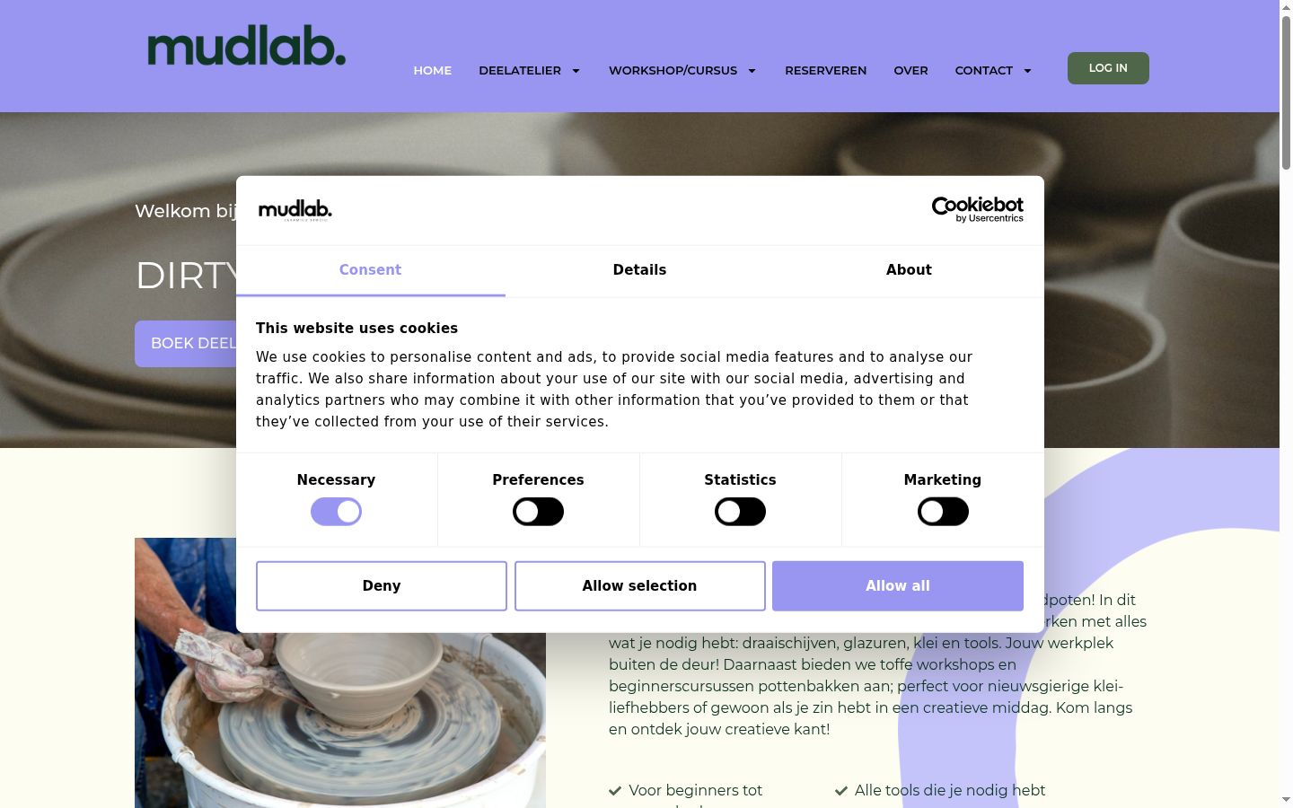 Screenshot of the consent banner shown before any interaction