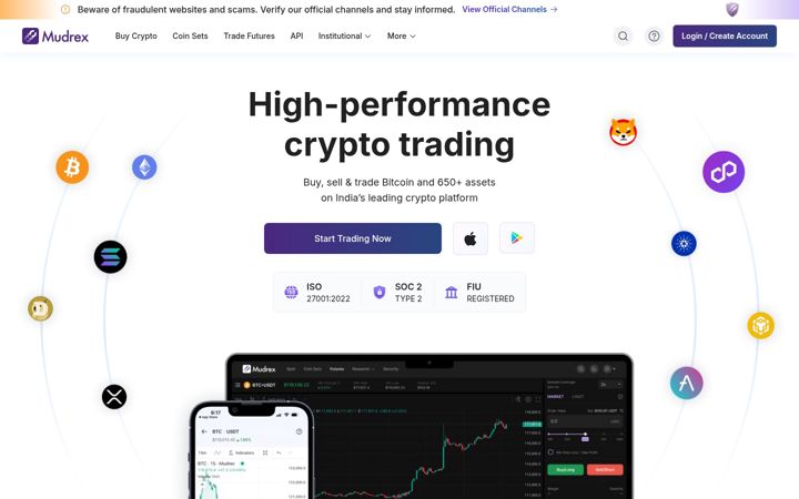 Screenshot of mudrex.com
