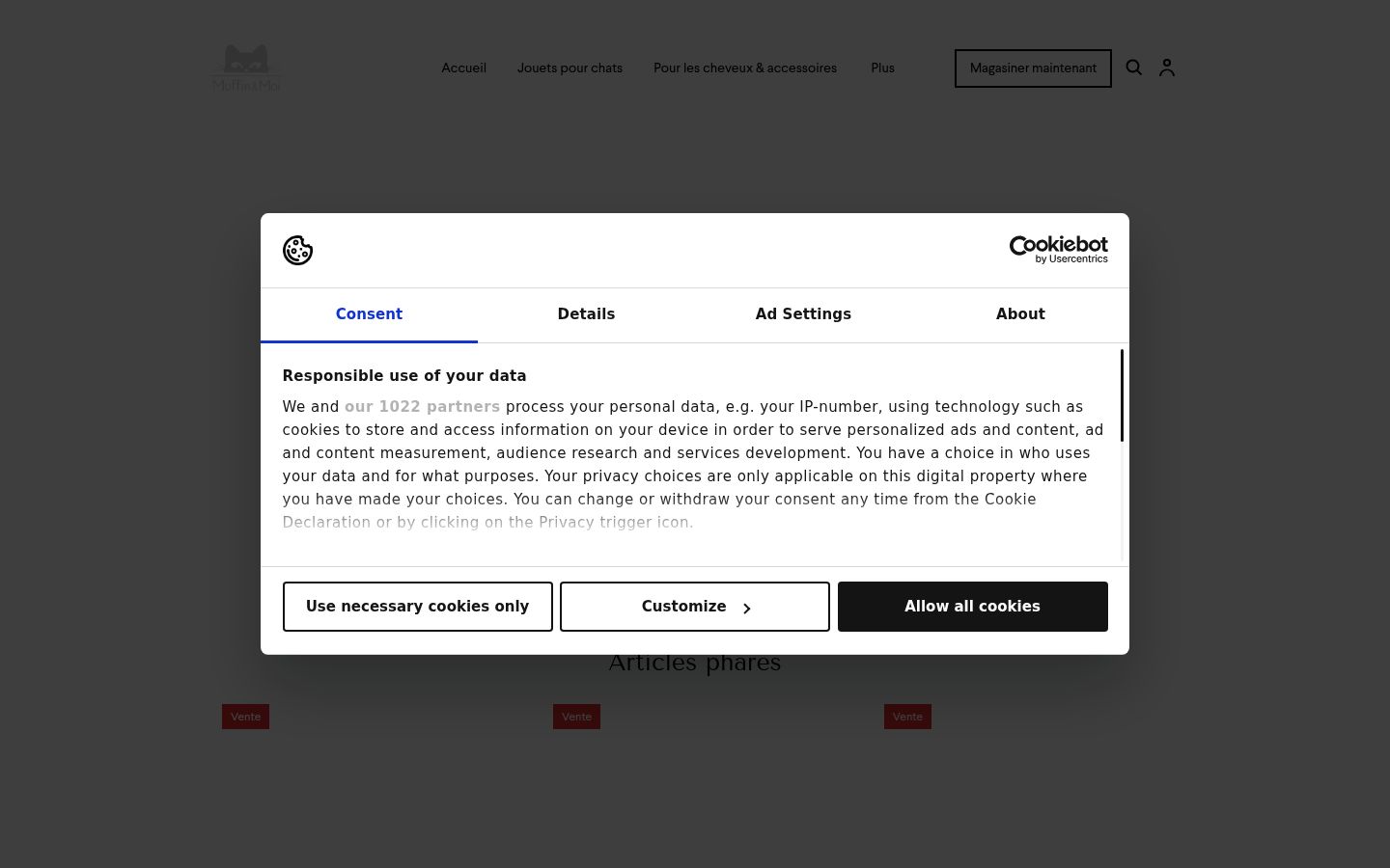 Screenshot van de toestemmingsbanner zoals getoond vóór enige interactie