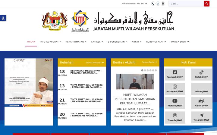 Screenshot of muftiwp.gov.my