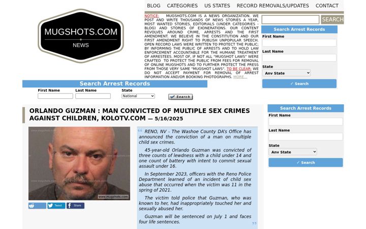 Screenshot of mugshots.com