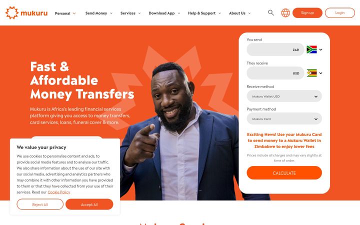 Screenshot di mukuru.com