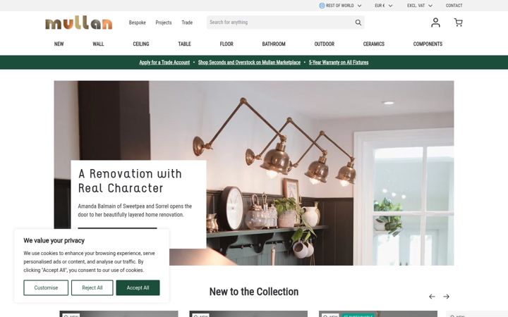Screenshot of mullanlighting.com