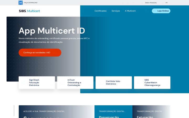 Screenshot van multicert.com