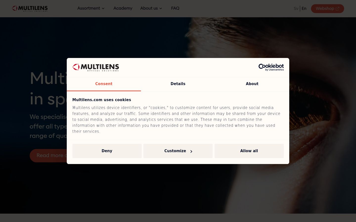 Screenshot van de toestemmingsbanner zoals getoond vóór enige interactie