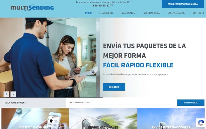 Skjámynd af multisending.com