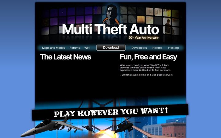 Screenshot of multitheftauto.com