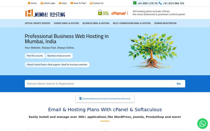 Zrzut ekranu mumbaihosting.com