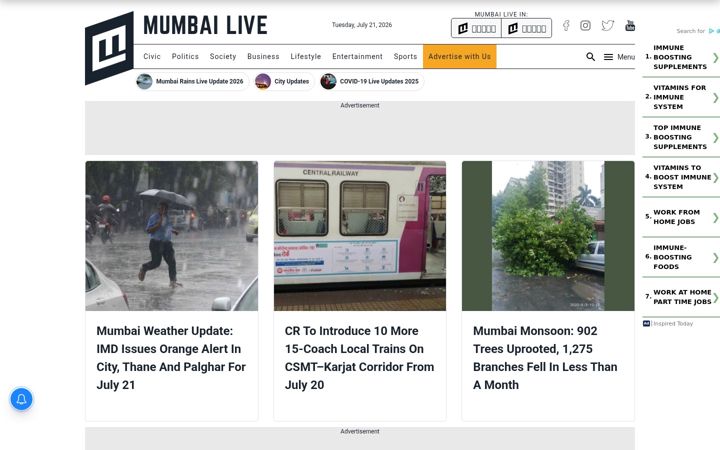 Screenshot of mumbailive.com