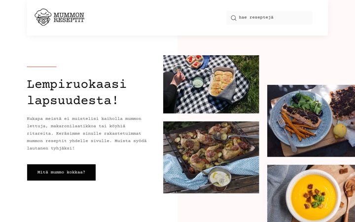 Screenshot ta' mummonreseptit.fi