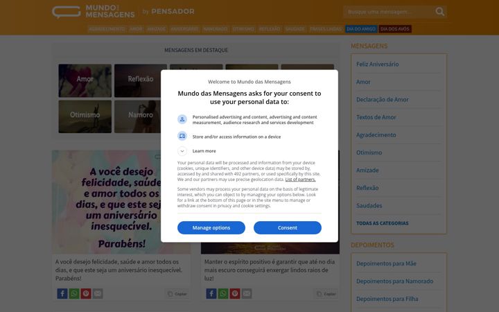 Screenshot of mundodasmensagens.com