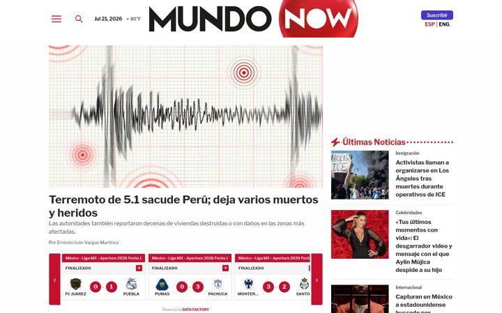 Screenshot of mundonow.com