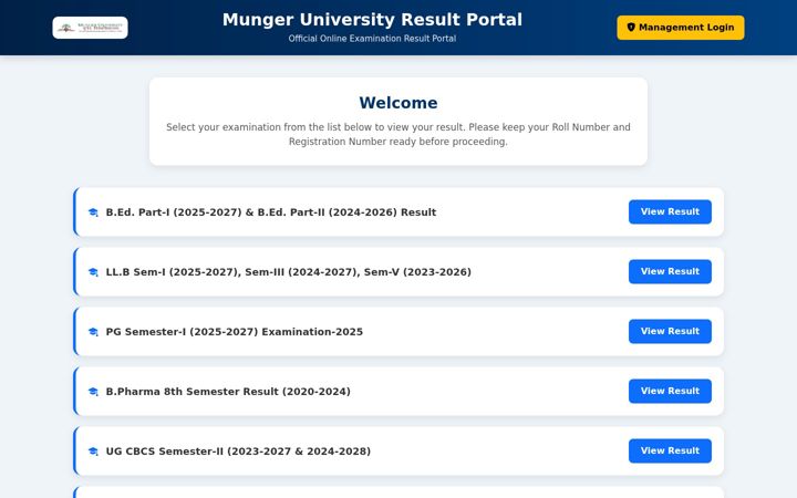 Screenshot of munivexam.in