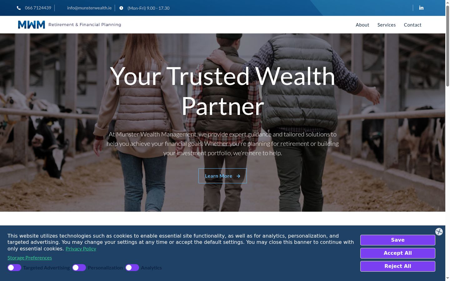 Screenshot del banner di consenso mostrato prima di qualsiasi interazione