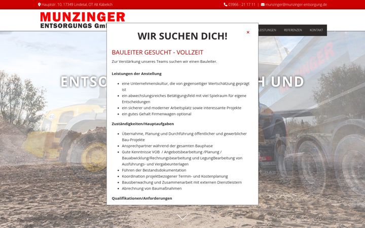Screenshot of munzinger-entsorgung.de
