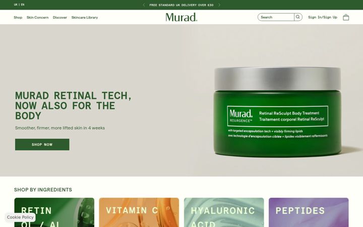 Screenshot of murad.co.uk