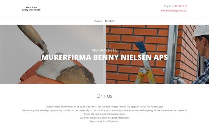 Kuvakaappaus sivustosta murerfirmabennynielsen.dk