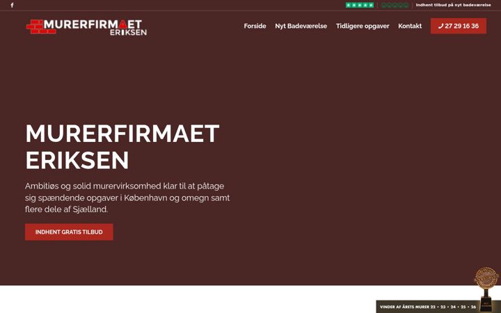 Screenshot of murerfirmaet-eriksen.dk