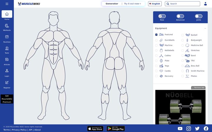 Screenshot of musclewiki.com
