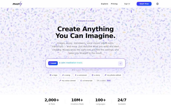 Screenshot of musely.ai