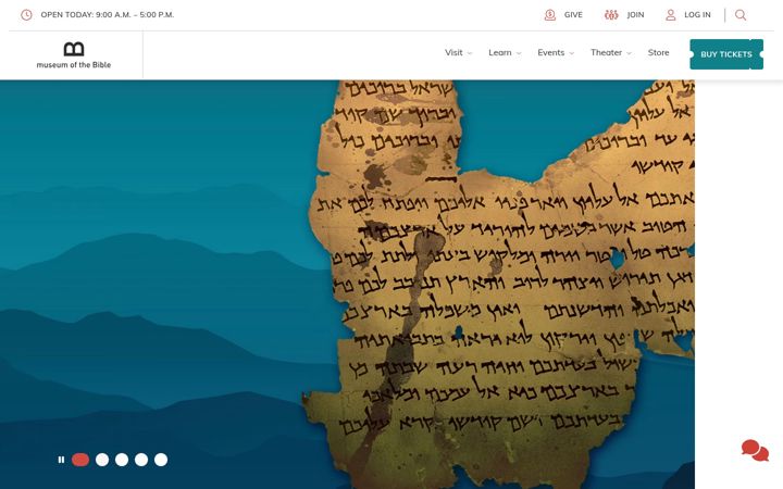 Screenshot of museumofthebible.org