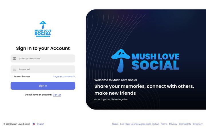 Screenshot of mushlovesocial.com